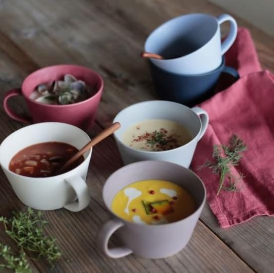 SAKUZAN polévkový pohár Sara polévková polévka Mino Made in Japan Sada 3 dílů, šálek, přibl.. 380cc, Hrnek, Stylový, Roztomilý, Zboží,