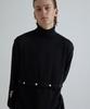 WHATEVERWEWANT Merino Wool Slit Button Turtle Neck Knit [Black]