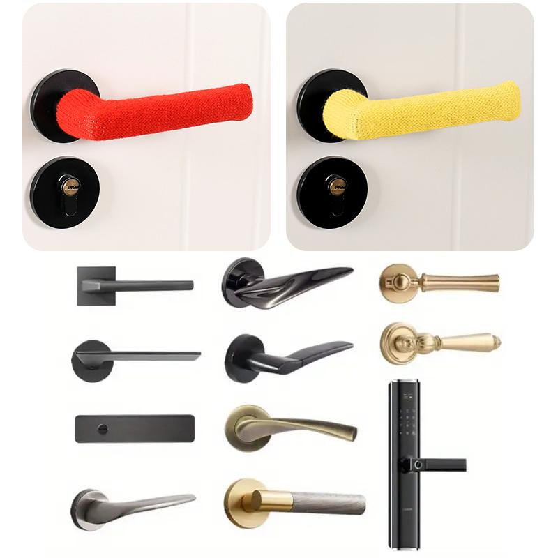 Room Door Handle Cover Warmer Door Handle Protector Anti-Slip Wear-Resistant Silent Thickened Chair Leg Socks Knit Door Decor