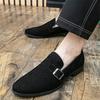 Fashion Trend Designer New Men's Suede Leather Casual Shoes Male Monk Strap Loafers Formal Flats Dress Footwear Sapatos Tenis Masculino