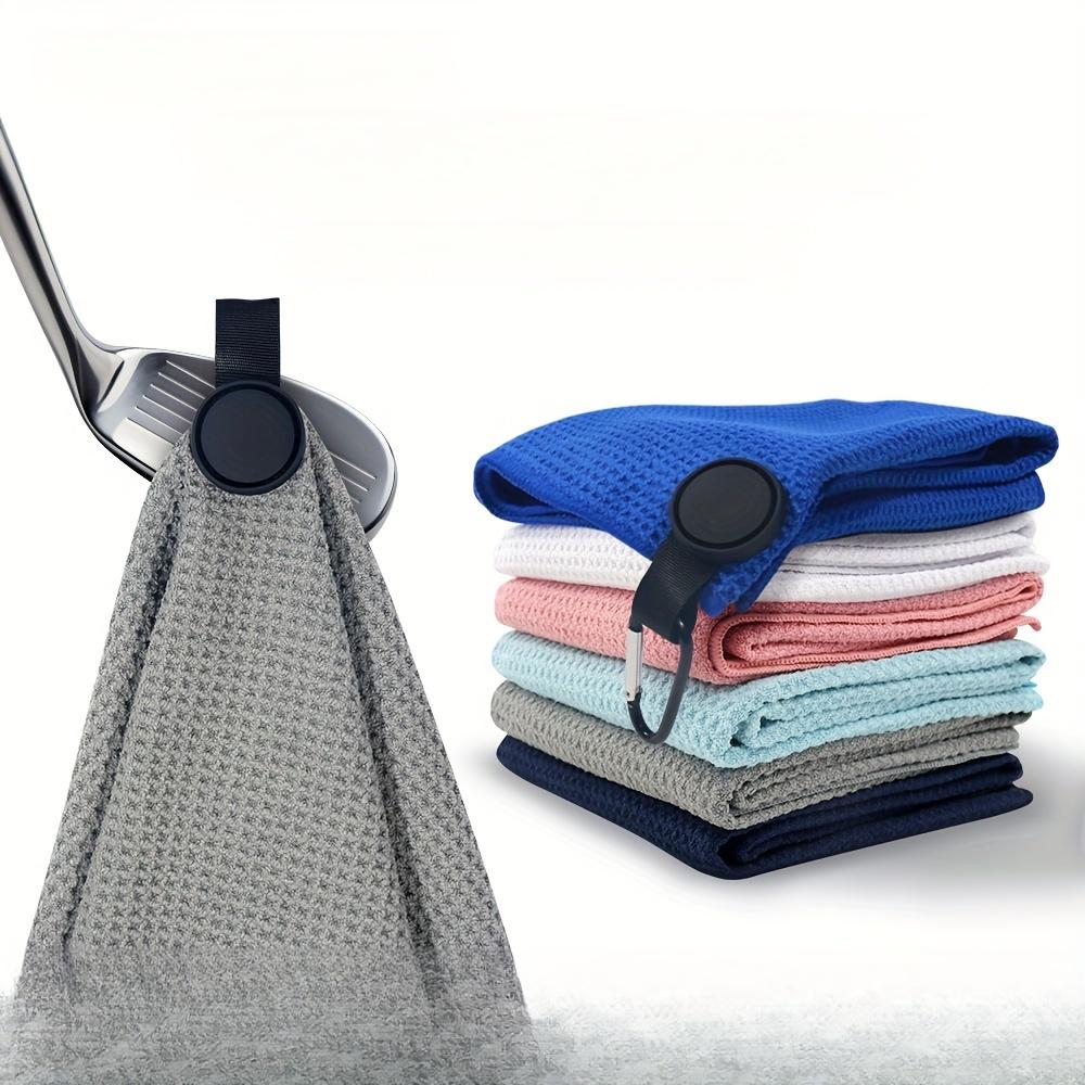 1Pc round Golf Towel with Magnetic Suction Waffle Design Strong Magnetic Sports Towel Embroidered/Printed for Christmas белый