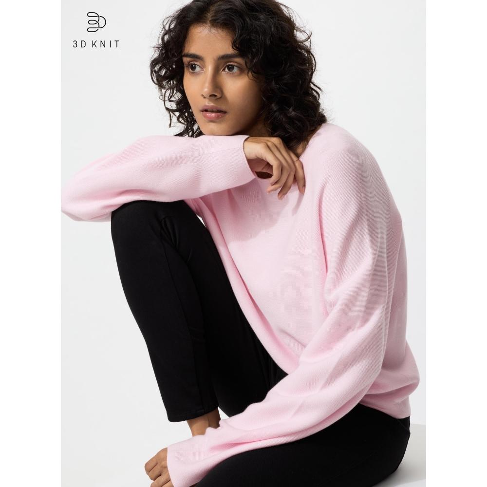 Uniqlo 3d Knit Cotton Crew Neck Volume Sleeve Sweater