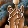 Wooden Hanging Horse Head Decoration Farmhouse Rustic Horse Horseshoe Christmas Tree Hanging Ornament Pendant