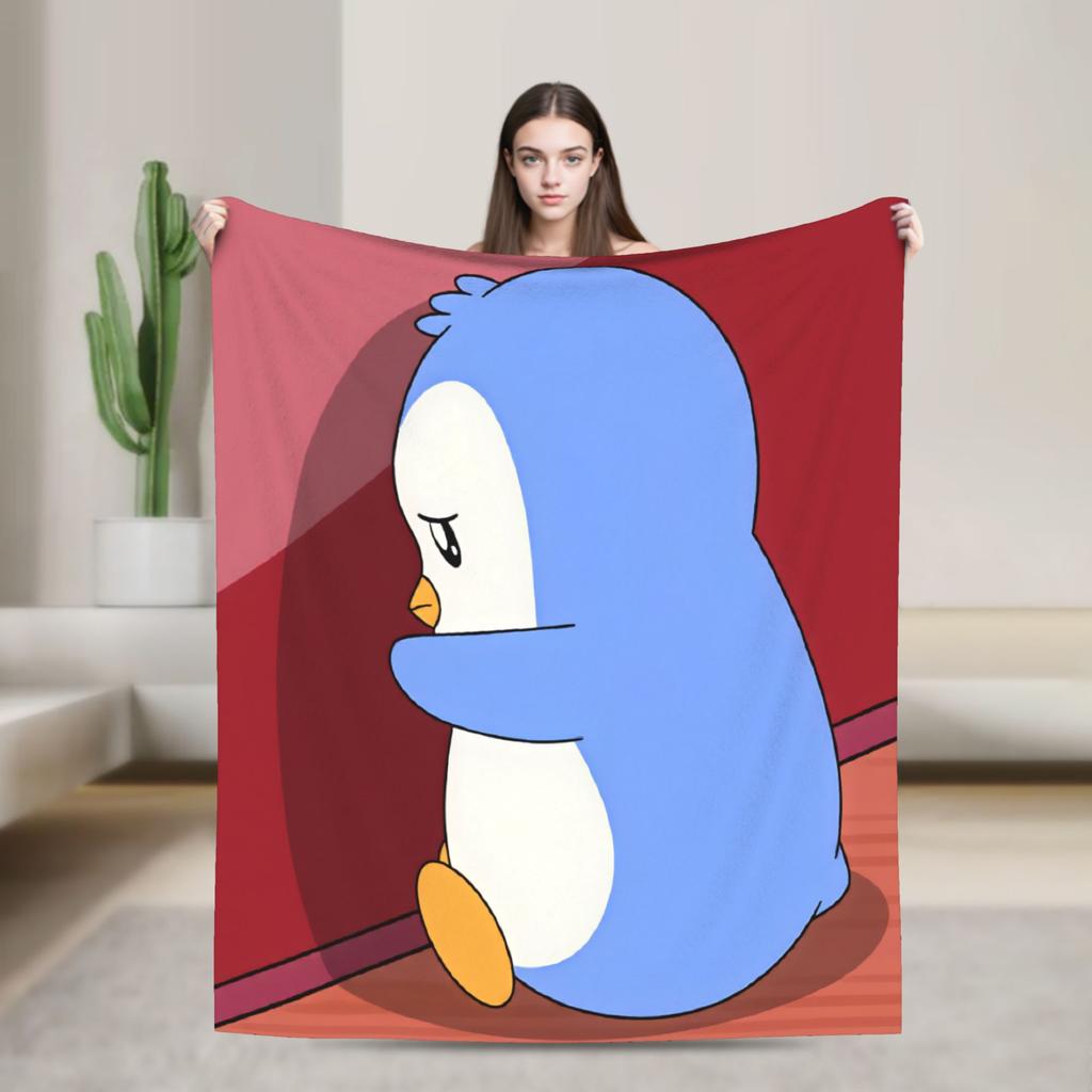 PPudgy Penguin Blanket Warm Funny Plush Bedding Throws For Couch Chair Airplane Travel Flannel Bedspread Bed Cover