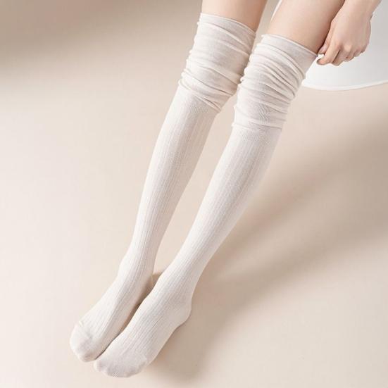 Women Slouchy Over-the-knee Socks Soft Cotton Stretch Thigh High Socks Ribbed Scrunch Tall Boot Socks for Girls