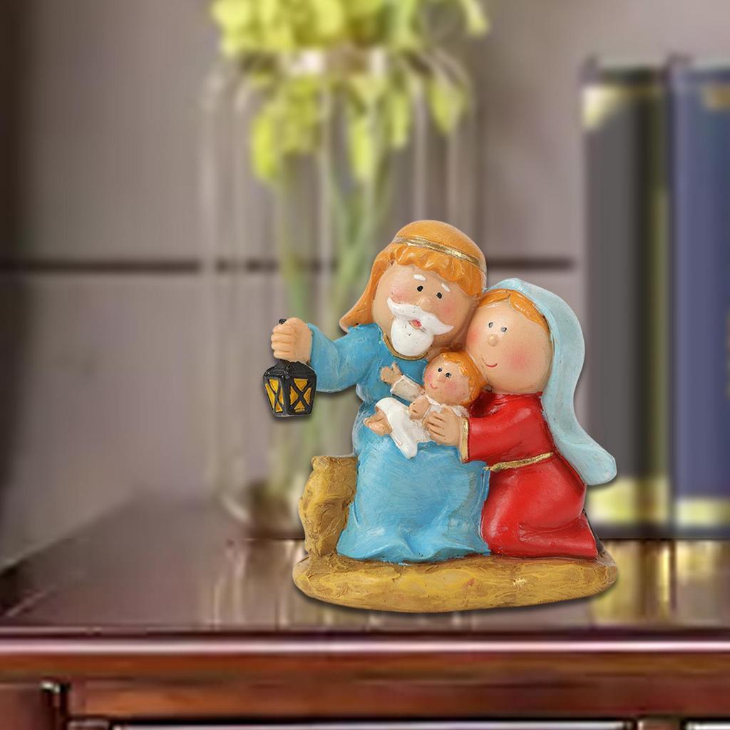 Nativity Set Gift Religious Decor Craft Handmade Collection Decoration Table Ornament for Home Living Room Indoor Desktop Shelf