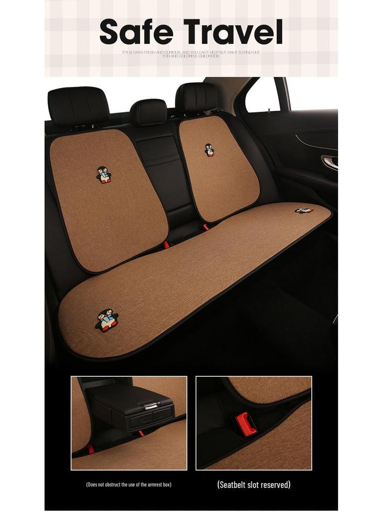 All-Season Penguin Cartoon Seat Cushion for Peugeot 408, 408X, 508, 4008 - Cotton Linen Design for Women