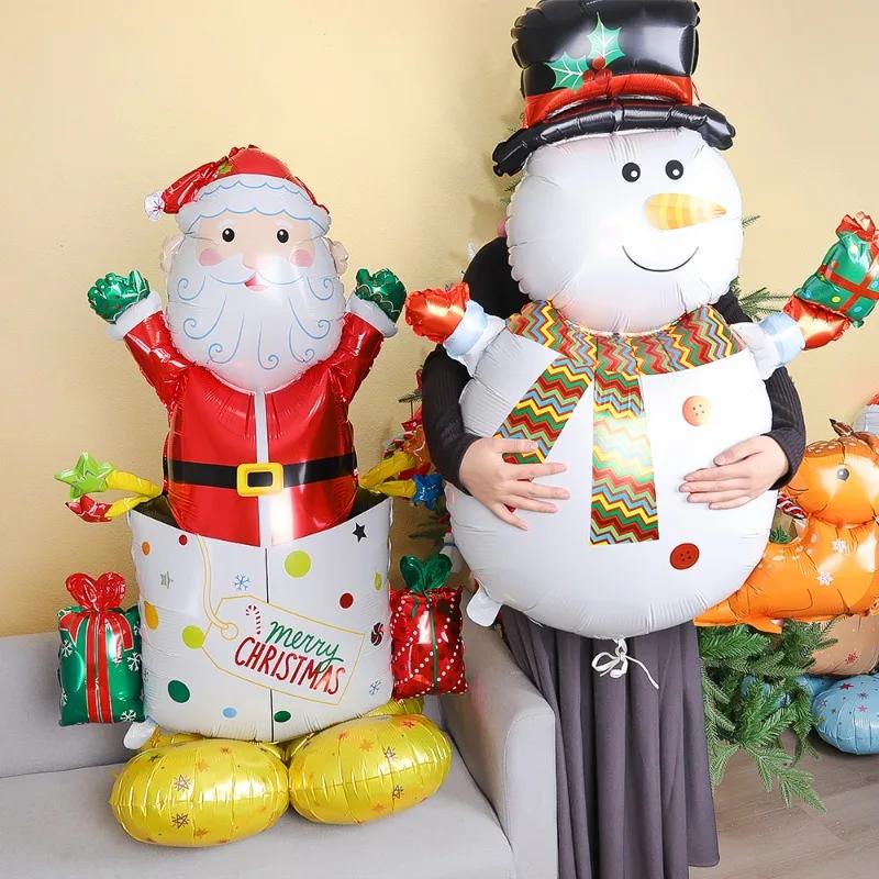 4D Large Christmas Standing Balloon Santa Claus Snowman Xmas Tree Balloon Christmas Party Home Decorations Navidad 2025 New Year