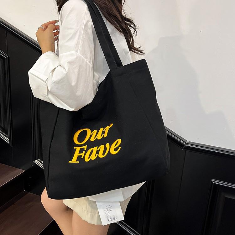 Canvas bag women's large capacity new summer simple and versatile shoulder shopping bag college student tote bag