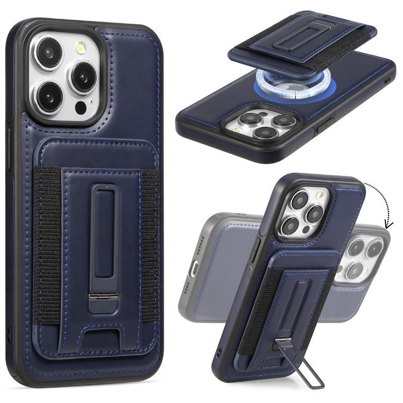 Suitable for IPhone16 Phone Case Magnetic Card Case Stand, Apple 15promax Full Cover 14 Anti-drop 13 Business Set