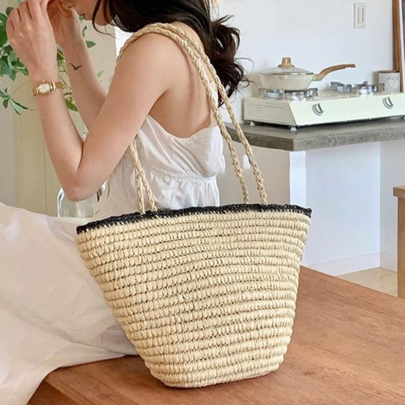 New high-end straw bag women's large-capacity hand-woven bag seaside vacation beach bag casual women's bag