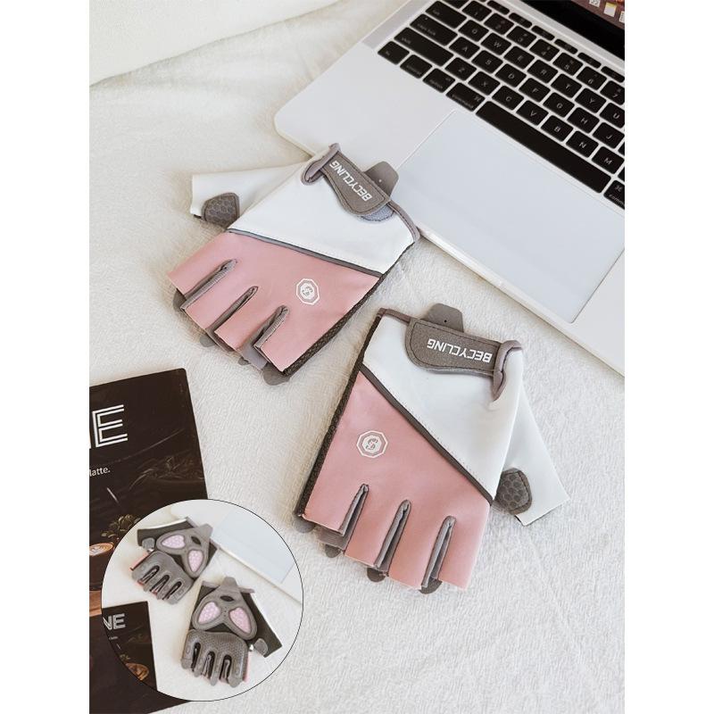 Fitness half-finger gloves sports outdoor dumbbells yoga anti-skid shock absorption men and women wear-resistant exposed finger ventilation training