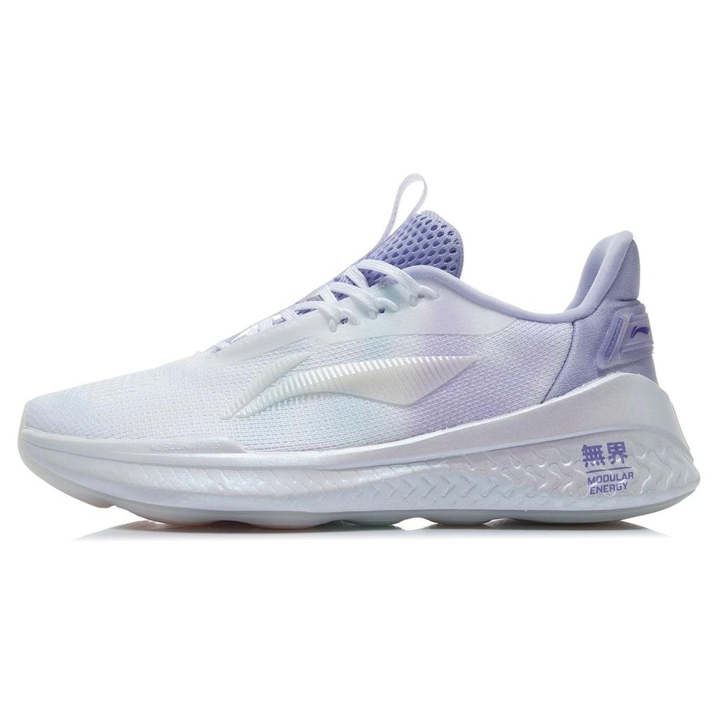 Li-Ning Unbounded 2 Shock Absorption Non-Slip Wear-Resistant Breathable Lightweight Low-Top Casual Shoes Women sneakers White Purple AFPR022-5