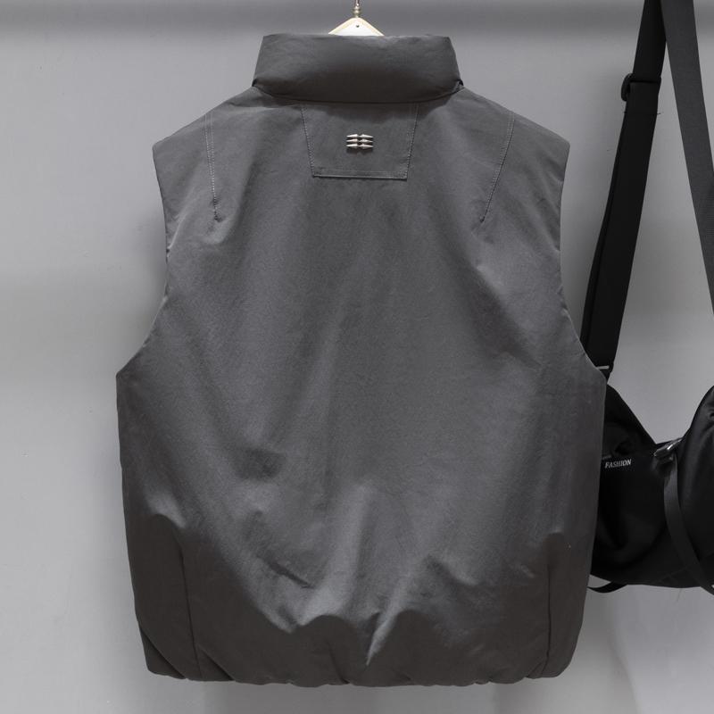 Gilet imbottito da uomo 50% piumino d'anatra bianco, con colletto alla coreana, chiusura a zip, casual, caldo, senza maniche, per l'inverno