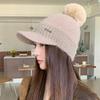 Autumn and Winter New Knitted Wool Hat Women Show Small Face Thickened Warm Bucket Hat Versatile Hairball Hat Sun Hat