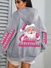 Women's Pink Santa Claus Christmas Hoodie with Pockets - Autumn/Winter