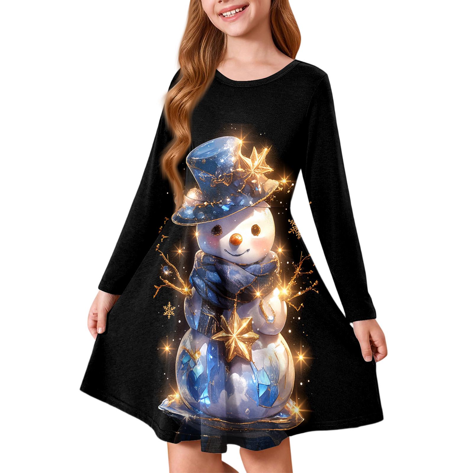 

Girls Princess Dress - Long Sleeve A-Line T-Shirt Dress Christmas Day 110 чорний