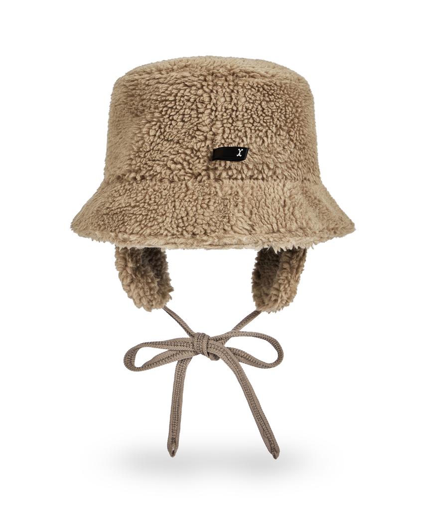 Bajal Safety Fin Sherpa Fur Flap Bucket Hat Taupe