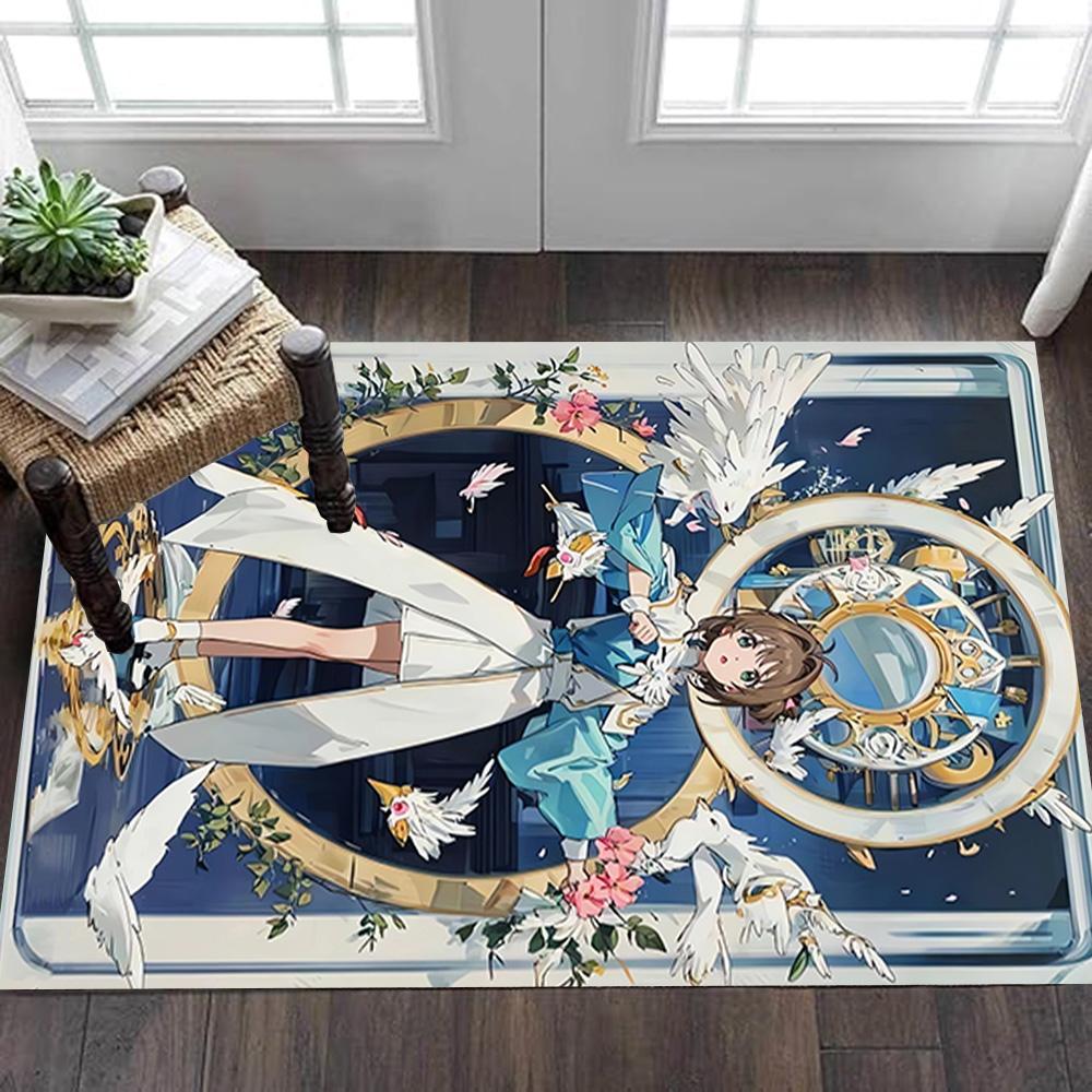 Elegant Blue Floral Dress Decoration,Carpet,Living Room,Bedroom, Non-slip,Square rug