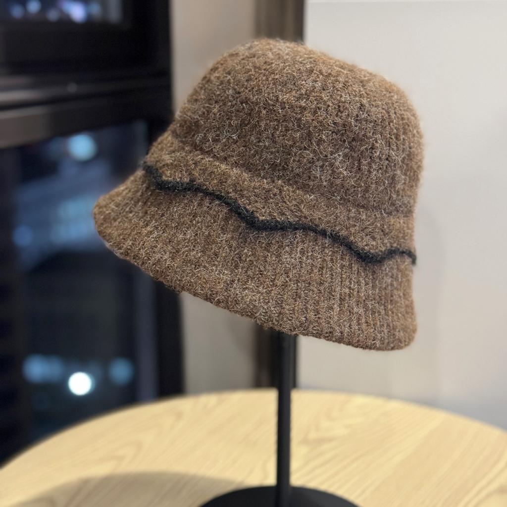 Knitted Fisherman Hat for Women in Autumn and Winter Simple and Versatile Small Basin Hat Cold Proof and Warm Bucket Hat