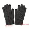 WTEMPO 1Pair Men's Winter Knitted Cold-proof Windproof Full Finger Gloves Touch Screen Fleece Warm Outdoor Cycling Gloves