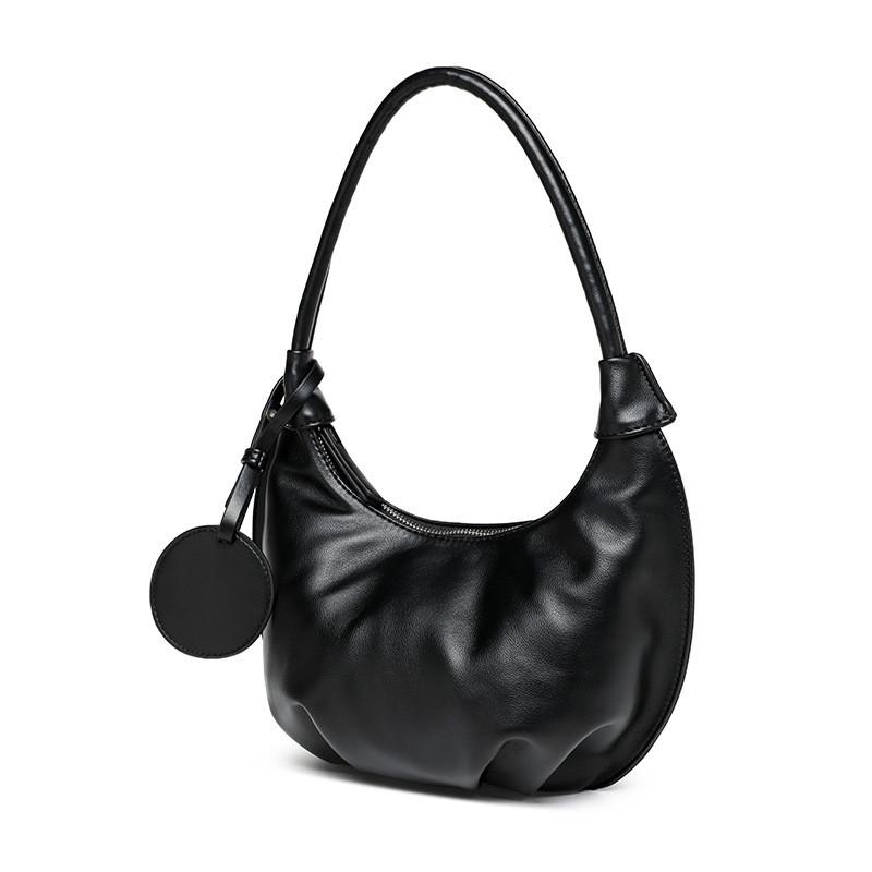 Ielgy Cloud Bag Korean Style Niche High-End French Style Pleated Fashion All-Match Soft Leather Portable Dumpling Bag