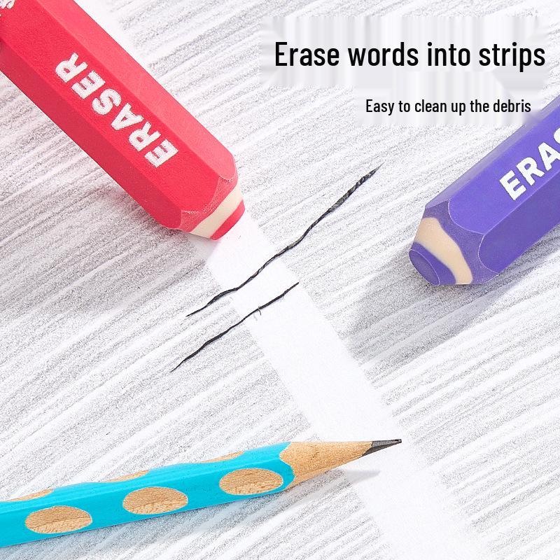 Kaba Bear Hexagonal Pen-Shaped Eraser with Dust-Free Technology for Primary Students, Packaged In a Pencil-Shaped Case