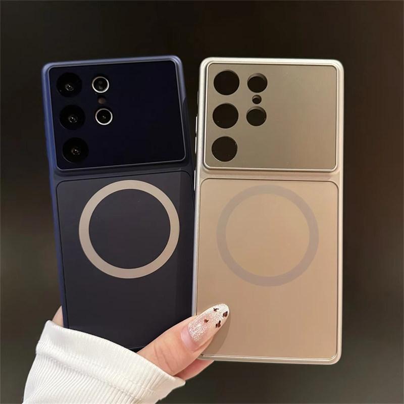 For Magsafe Magnetic Phone Case for Samsung Galaxy S26 Plus S25 S24 S23 Ultra Large Window Frosted Shockproof Protective Cover