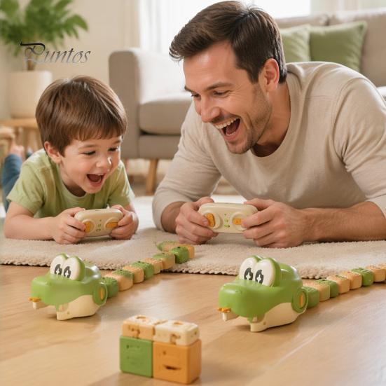 Two Player Battle Snake Toy 1/2 Sets RC Electric Magnetic Toy, Remote Control Eating Itself with Magnet for Kids, Hands-Eye Coordination 2 Players