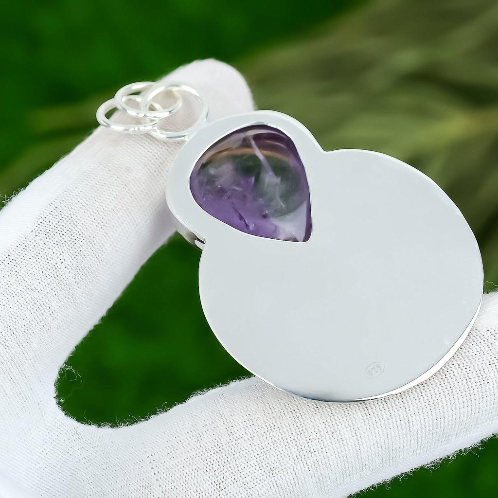 Sisters Day Sale Pear Natural Star Amethyst 925 Silver Handmade Pendant Jewelry