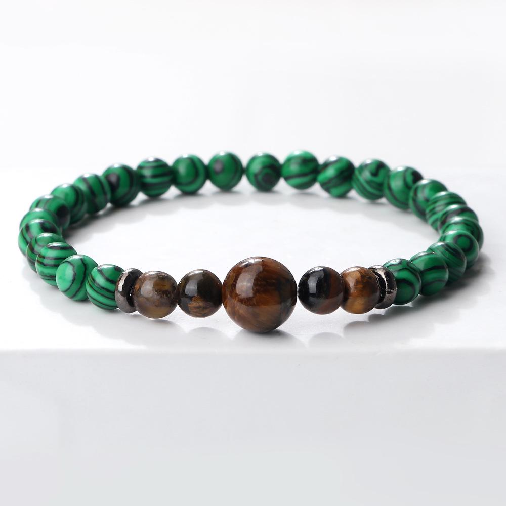 Tiger Eye Striped Agate Bracelet: Men's European Handcrafted Beaded Ornament.