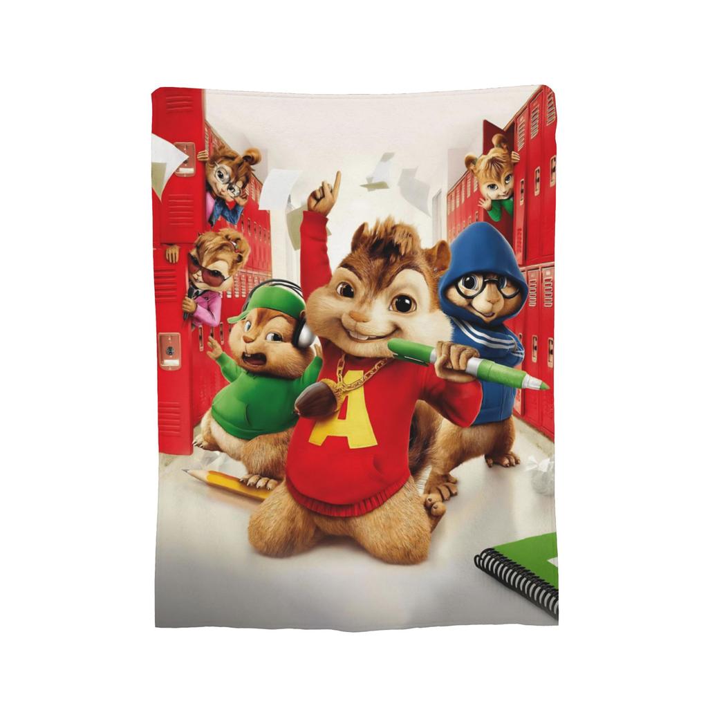 A-Alvin and the Chipmunks Knitted Blanket Coral Fleece Plush Movie Warm Throw Blanket for Bedroom Sofa Bedspread