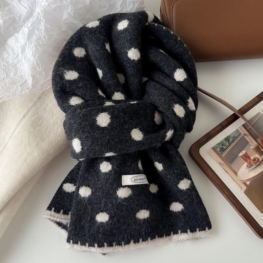 Dot Pattern Knitted Scarf Korean Style Polka Dot Scarf Fashion Women's Scarf Winter