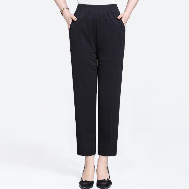 

Тонкие женские брюки из ледяного шелка с эластичной резинкой и высокой талией, прямые широкие брюки для офиса, простые повседневные свободные длинные рабочие брюки S чёрный