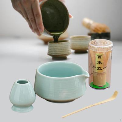 4 Pieces Japanese Matcha Set Ceramic Handmade Traditional Tea Ceremony Tools Making Utensils for