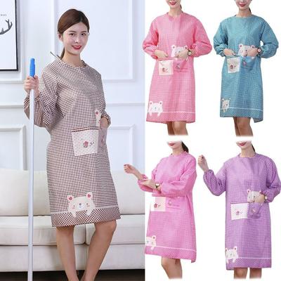 Nouveau Tablier Salopette à Manches Longues Mode pour Femmes Cuisine Ménage Blouse de Cuisine Couvrant Entièrement Anti-salissure Bavette Adulte Restaurant