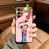 S-Strawberry-S- Shortcake Black Soft Silicone Phone Case for Samsung S25, S24, S21, S22, S23, S30, Ultra, S20, Plus, FE, Lite