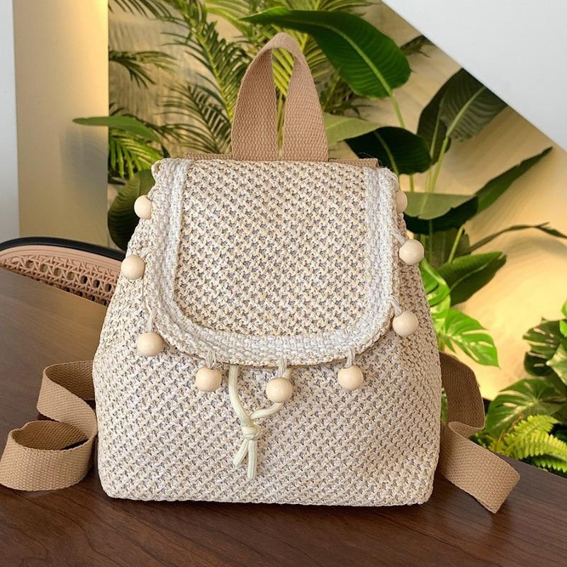 Ethnic Wind Straw Woven Bag Spring and Summer Woven Backpack Large Capacity Leisure Lightweight Travel Backpack