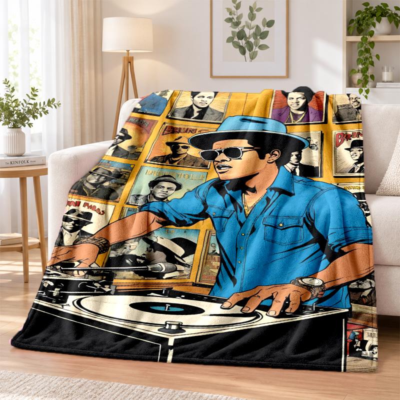 Bruno Mars Flannel Throw Blanket Soft Warm Cozy For Sofa Bed Indoor Home Bedroom Use