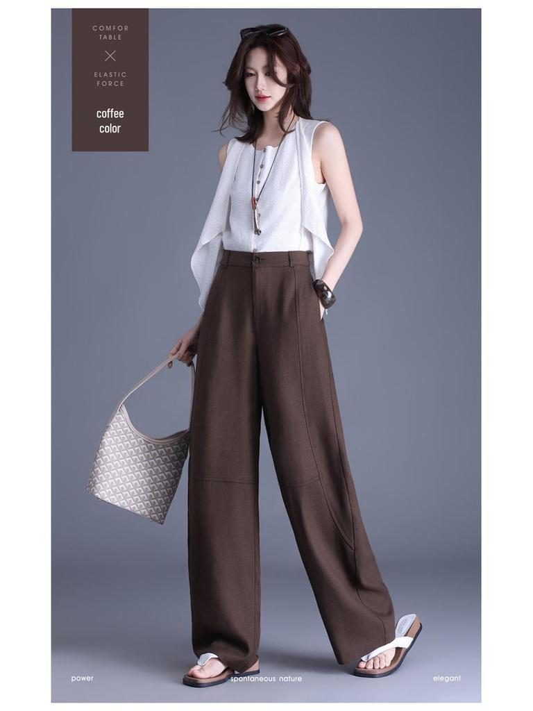 Neuer Eingang Schlankmachende High-Waist Hosen mit Fall - Vielseitiges Schlankes & Weiter Bein Design für Freizeitkleidung