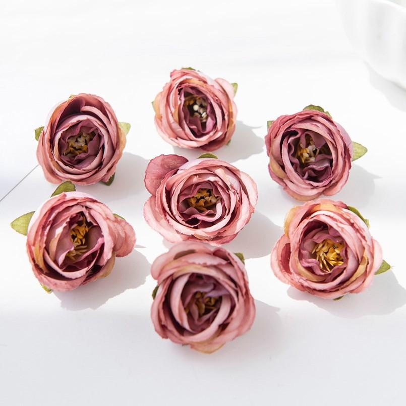 20/40pcs Artificial Flowers Silk Rose Colorful Room Home Garden Wedding Bridal Bouquet Garland Festival Gifts Box Fillers Decor