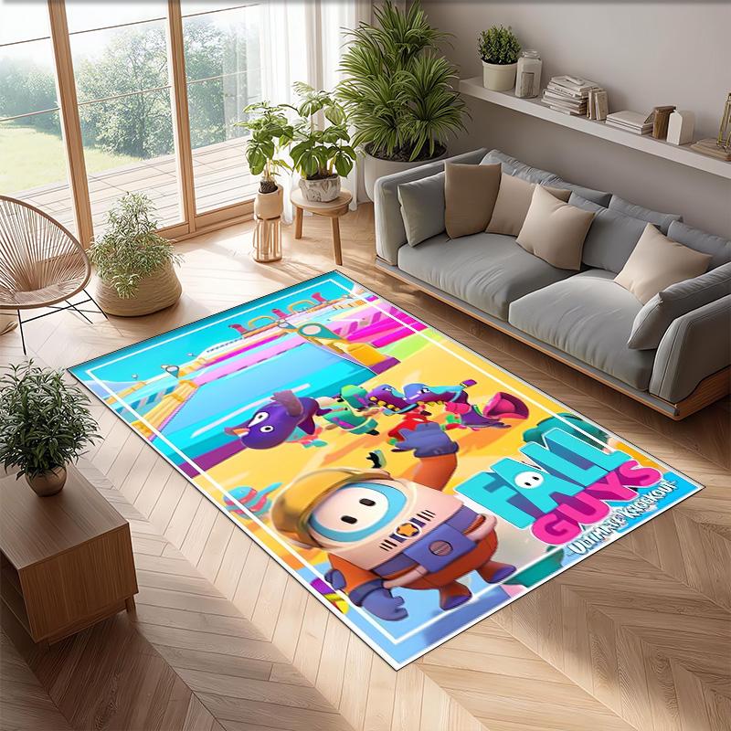 Fall Guys Crystal Velvet Rug, Soft Anti‑Slip Crystal Velvet Carpet for Living Room Bedroom Home Decor