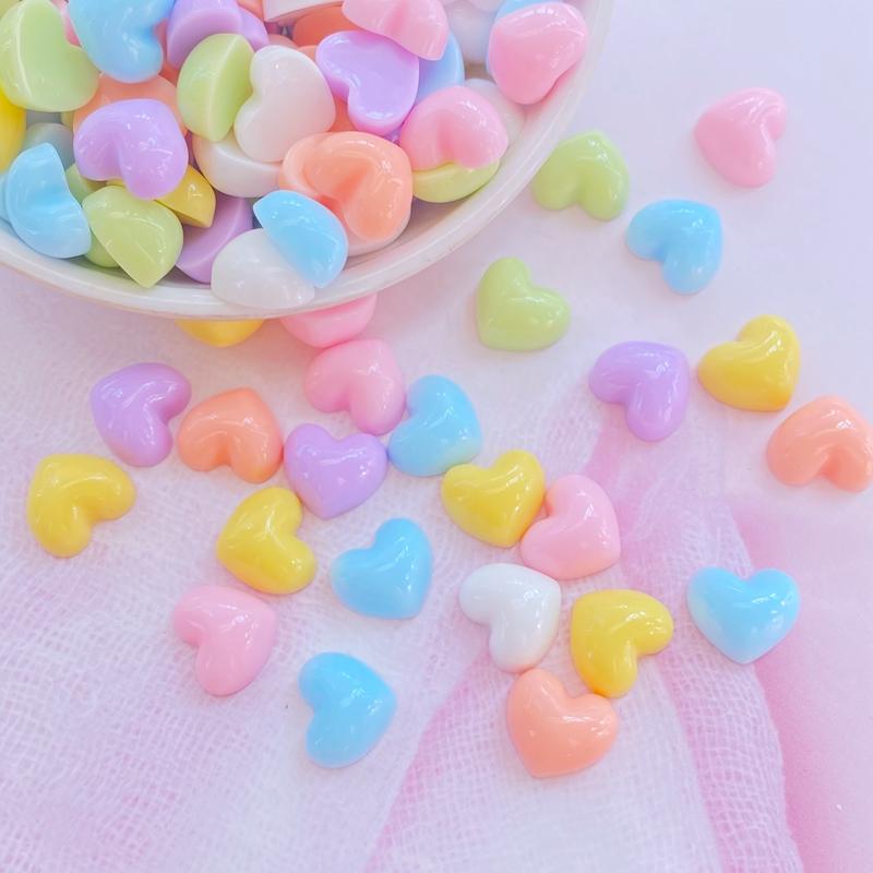 30pcs Cute Resin Colorful Mini Heart-shaped Nail Art Flatback Rhinestone Figurines DIY Miniatures Scrapbook Decor Crafts