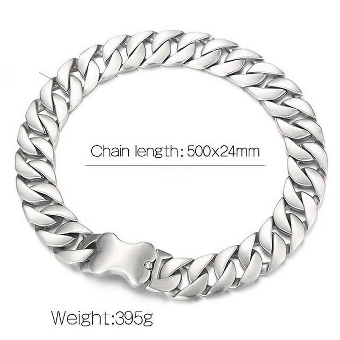 Trendy Creative Bone Buckle Necklace, Simple And Domineering Encrypted Sand Cuban Chain Titanium Steel Men'S Necklace