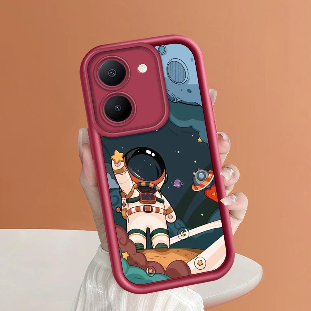 Soft Silicone Square Ladders Cartoon Pattern Full Cover Camera Protection Shockproof Case for iPhone Infinix Tecno Vivo