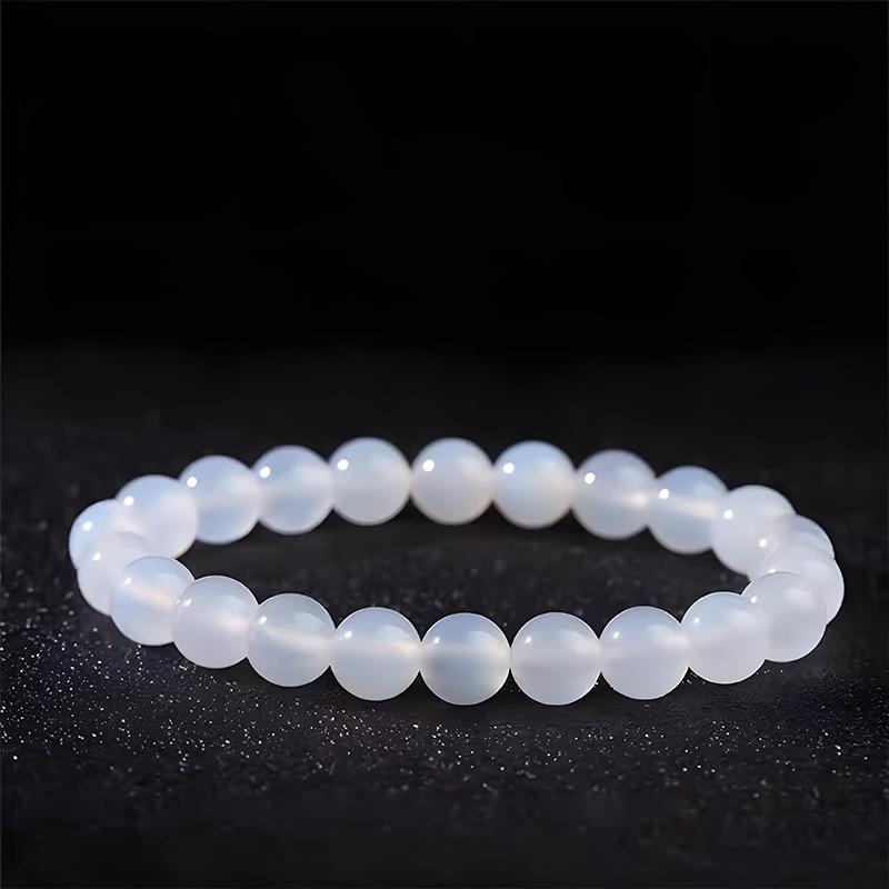 Bransoletka z koralików z naturalnego białego agatu