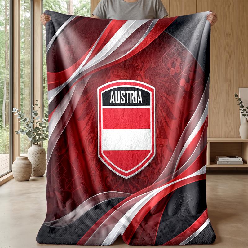 Austria Football Printed Flannel Blanket Skin Friendly Warm Decorative Throw for Indoor Couch Bed Daily Use