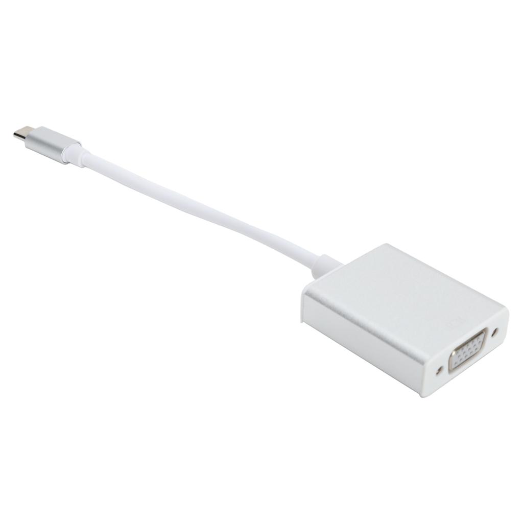 Adaptador TypeC a VGA plateado compacto convertidor macho a hembra compatible con OS X