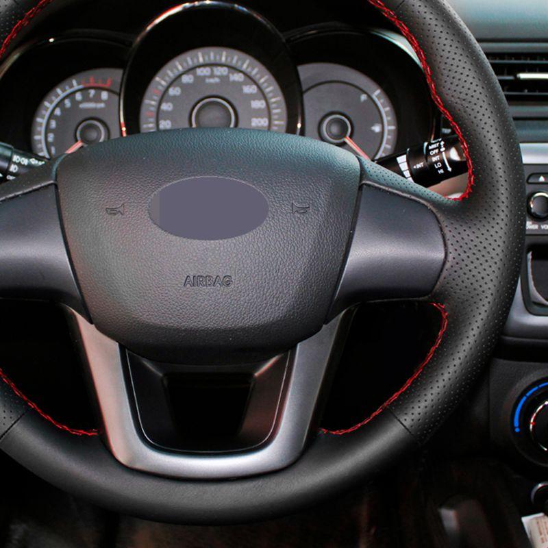 Car Steering Wheel Cover For Kia K2 Rio 2011 2012 2013 2014 2015 2016 Black Artificial