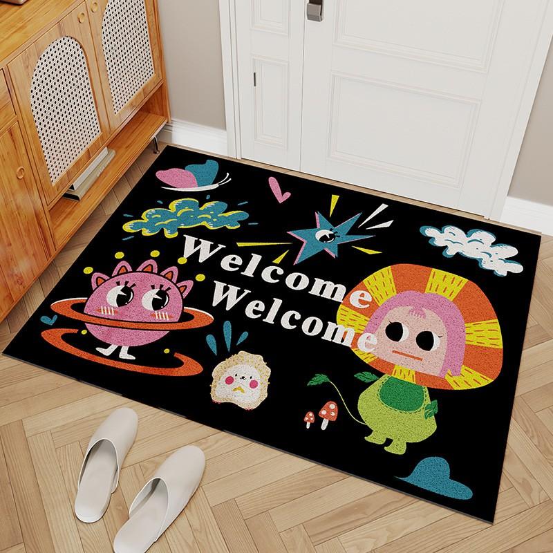 Cartoon Doormat Entryway Non-Slip Dirt Trapper Rug PVC Wire Mesh Floor Mat Home Entrance
